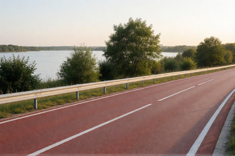 Участок Новорижского шоссе с видом на Истринское водохранилище вдалеке